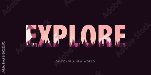 Theme of wild nature, survival in the wild, hunting, camping, trip. Mountain landscape. Wildlife. Vector Illustration