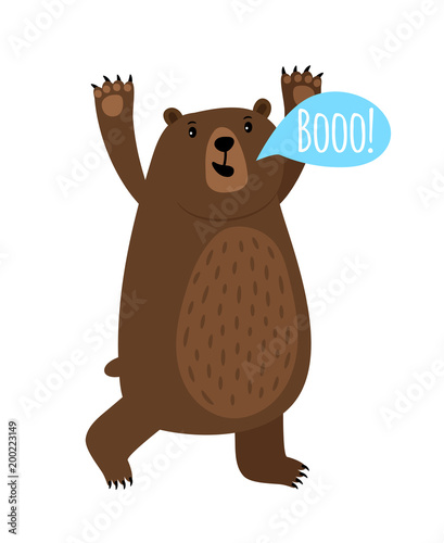 Cartoon bear with Booo speach bubble photo