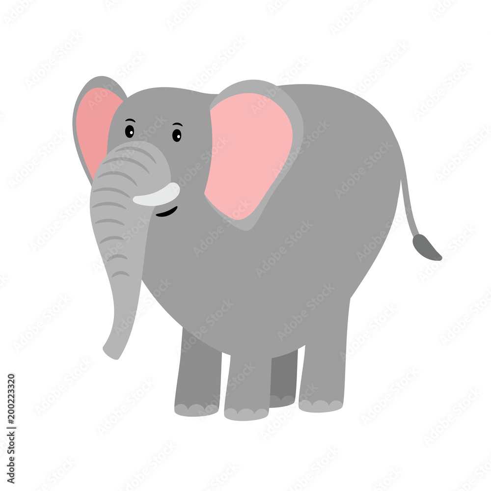 Cute grey cartoon elephant