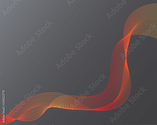 Vector illustration of abstract red orange lines on a gray background.