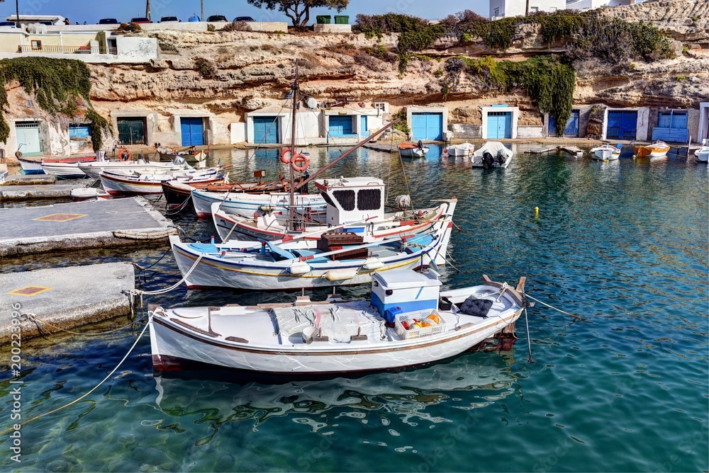 Mandrakia, one of the most beautiful seaside villages in Milos island, Greece