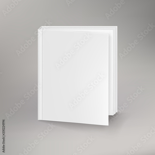 Realistic, blank book template for design. Mockup on a gray ackground.