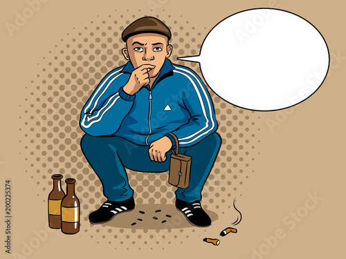Gopnik hooligan man pop art vector illustration