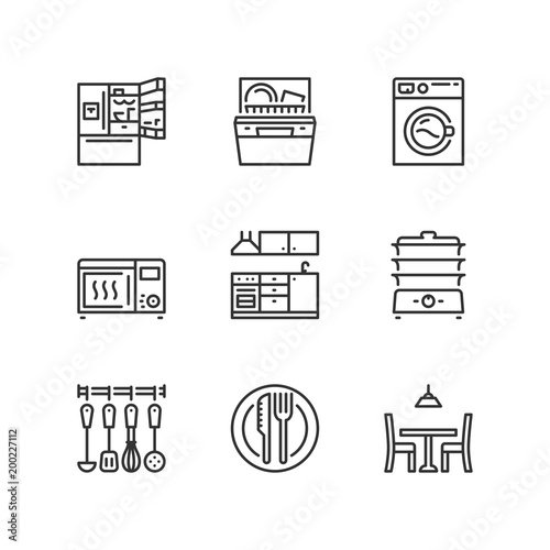 Outline icons. Kitchen