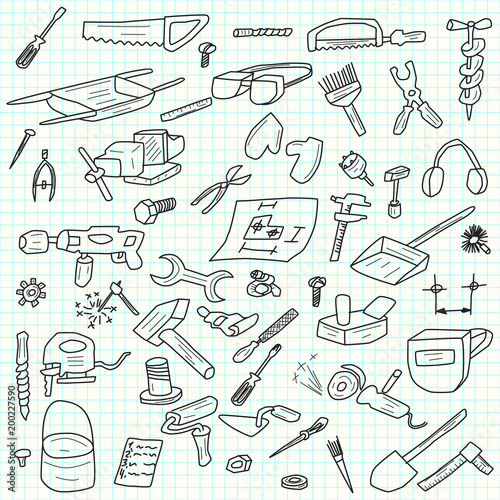 Tool Sketch on a sheet of a school notebook