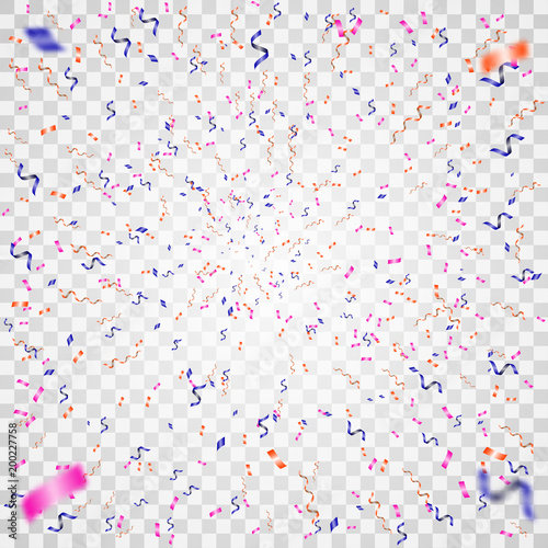 Colorful confetti isolated on a transparent background. For celebration