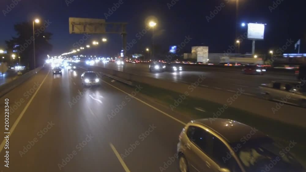 Highway traffic / Bridge, Entry Ramp. Drone- aerial view. Dusk - Magic Hour, night Highway traffic / Bridge, Entry Ramp. Drone- aerial view. Dusk - Magic Hour, night