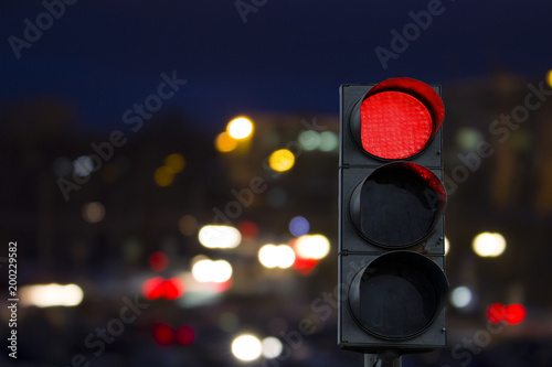 Traffic light red signal night 