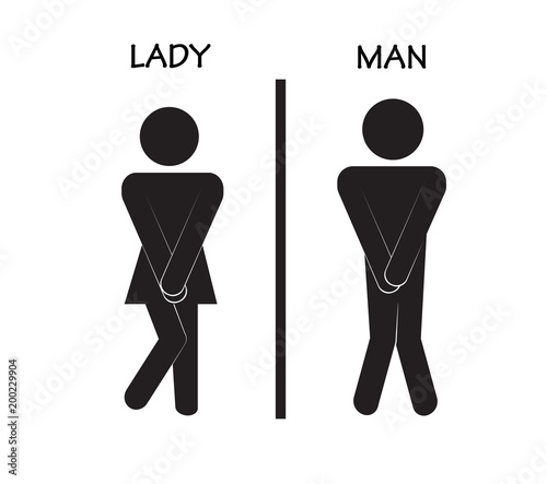 Vector man and woman icons, toilet sign, restroom icon, minimal style, pictogram 