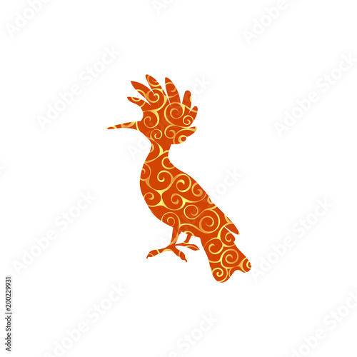 Hoopoe bird spiral pattern color silhouette animal