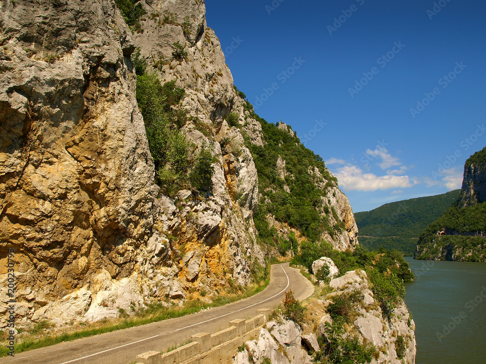 Danube river Canyon at Dubova, Mehedinti County, Romania
