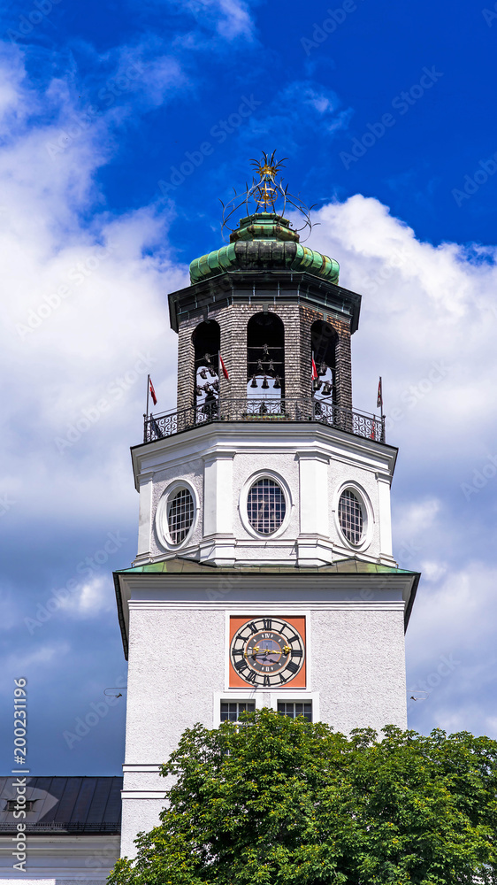 Fototapeta premium View of the white building of the Museum of Salzburg. Austria