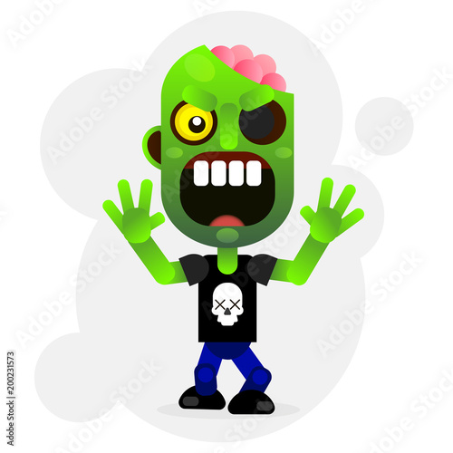 Vector cartoon funny green zombie