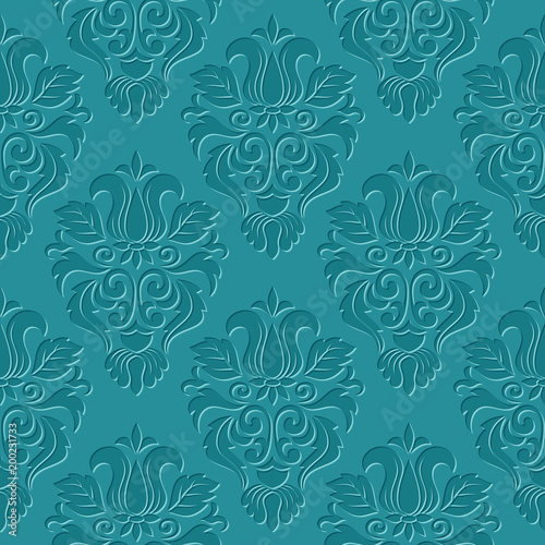Wallpaper Mural Vintage damask seamless pattern. Classical luxury texture for wallpapers, wrapping, textile. Vector Illustration Torontodigital.ca