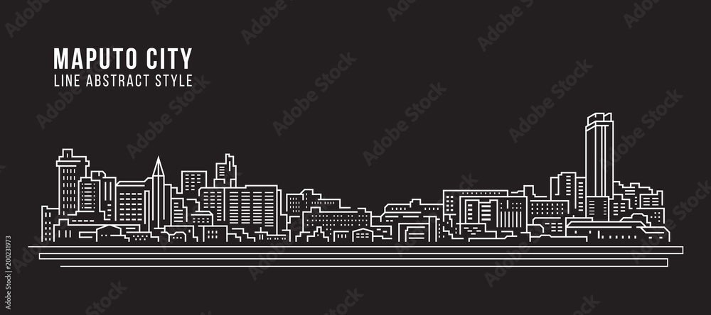 Cityscape Building Line art Vector Illustration design - Maputo city