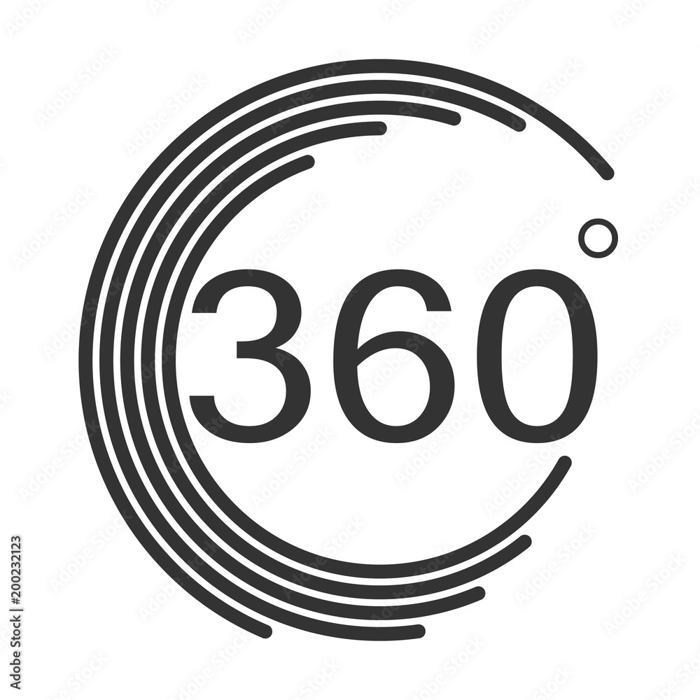 360 degrees angle icon on white background. flat style. 360 degrees angle sign. 360 degrees angle icon on white background. flat style. 360 degrees angle sign.