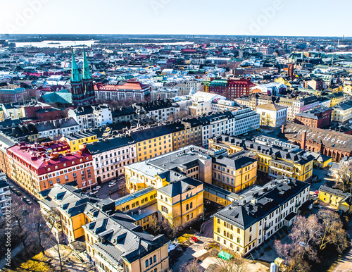 COLORFUL HELSINKI CITY-  FINLAND DRONE VIEW