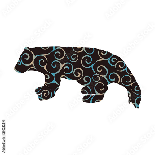 Wolverine bear wildlife spiral pattern color silhouette animal