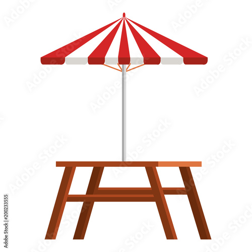 picnic table with umbrella vector illustration design