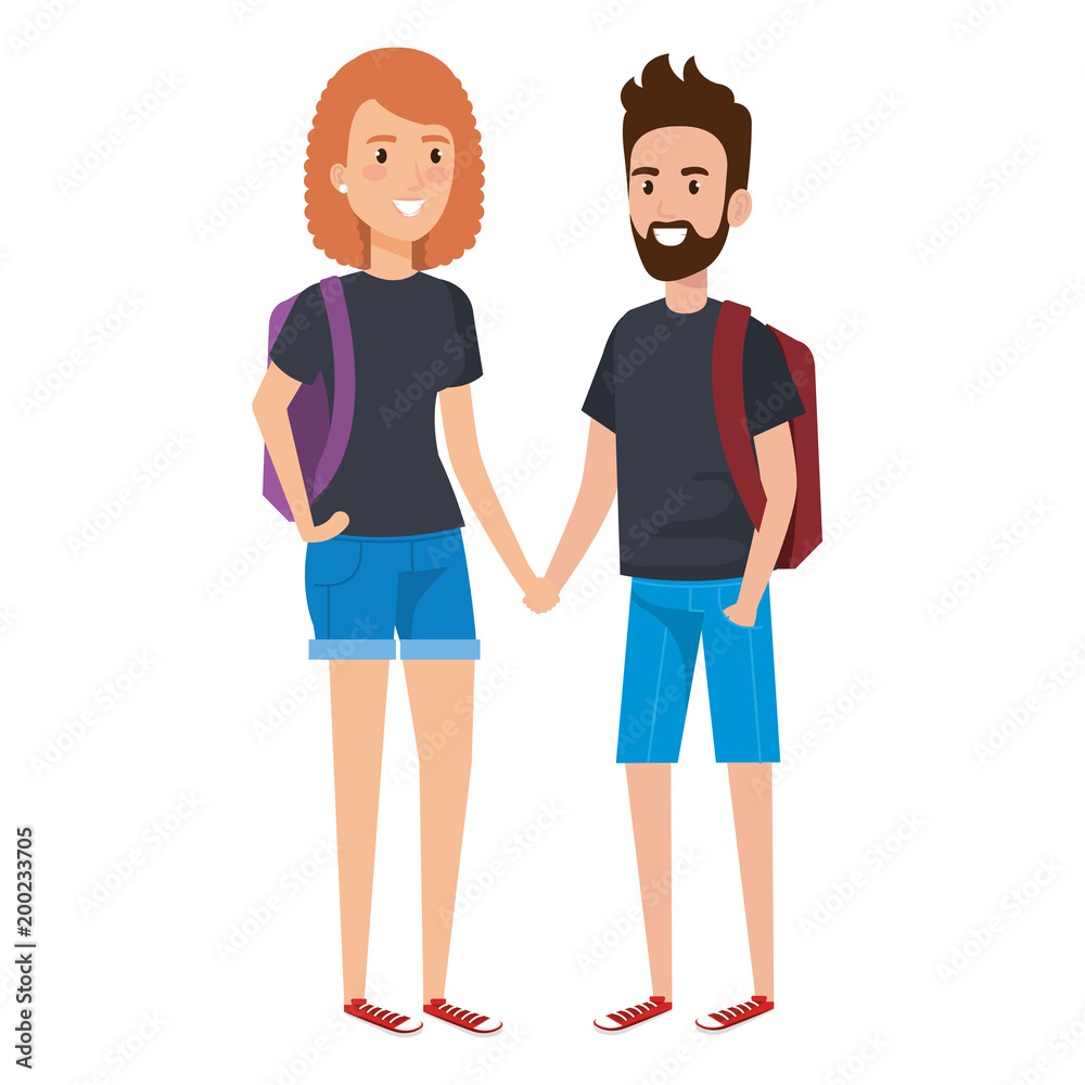 couple of students characters vector illustration design couple of students characters vector illustration design