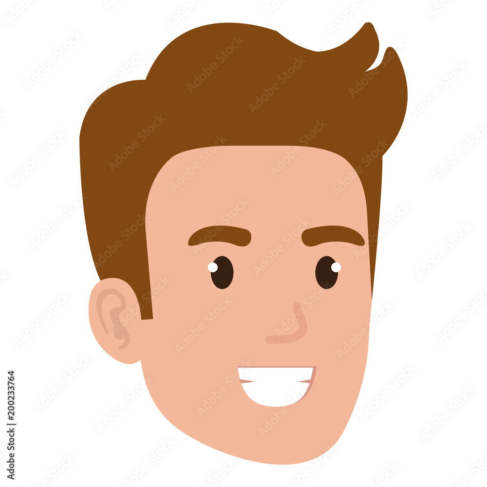 young man head avatar character vector illustration design