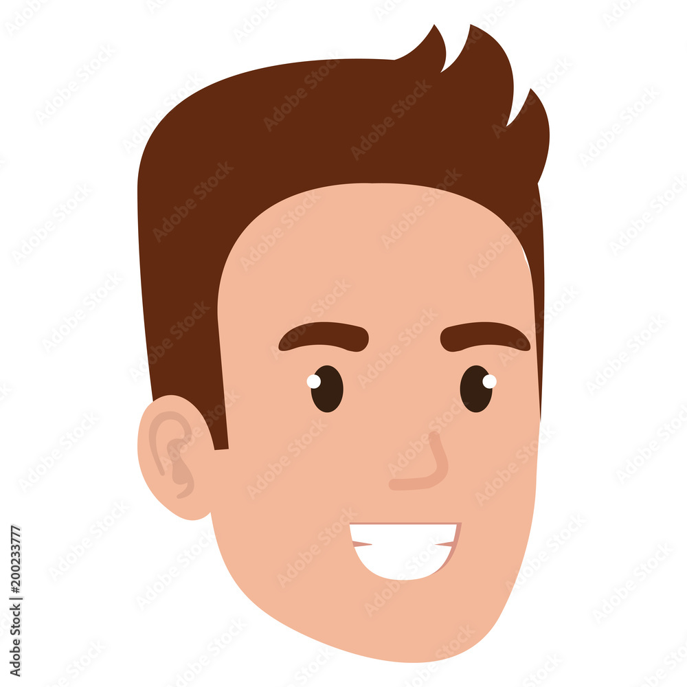 young man head avatar character vector illustration design