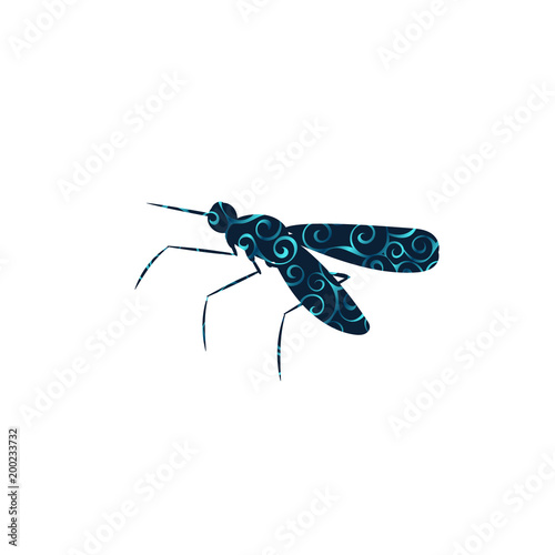 Mosquito insect spiral pattern color silhouette animal.