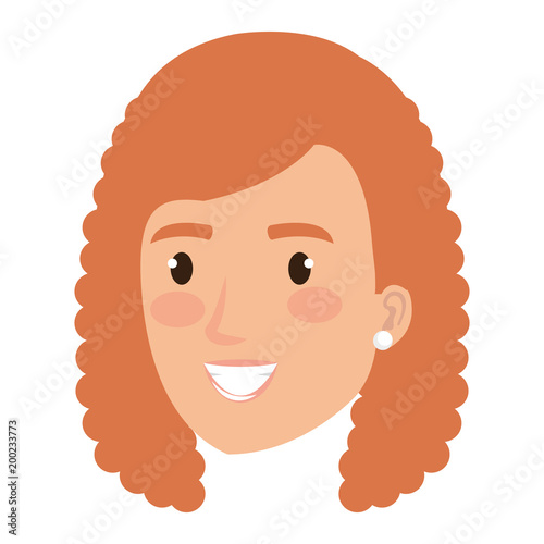 beautiful and young woman head character vector illustration design