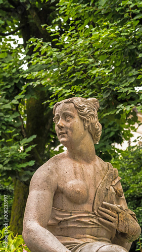 Susannabrunnen  Susanna fountain  - statue of young half naked woman startled by someones presence while bathing. Created by Hans Waldburger  1700. Mirabellgarten  Mirabell garden   Salzburg  Austria