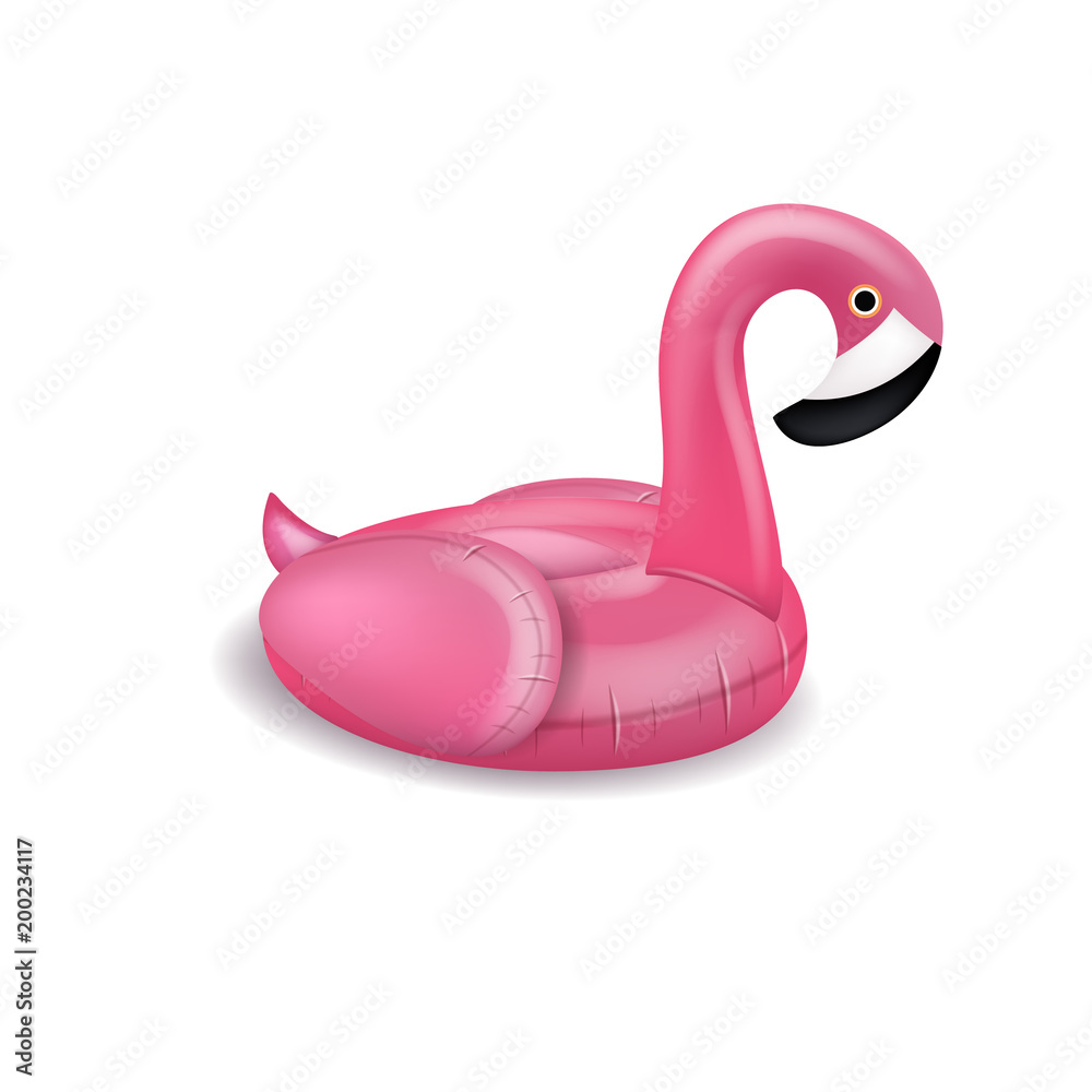 Realistic 3D vector pink flamingo float inflatable swimming pool. Realistic 3D vector pink flamingo float inflatable swimming pool.