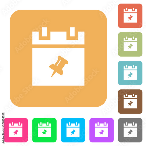 Pin schedule item rounded square flat icons