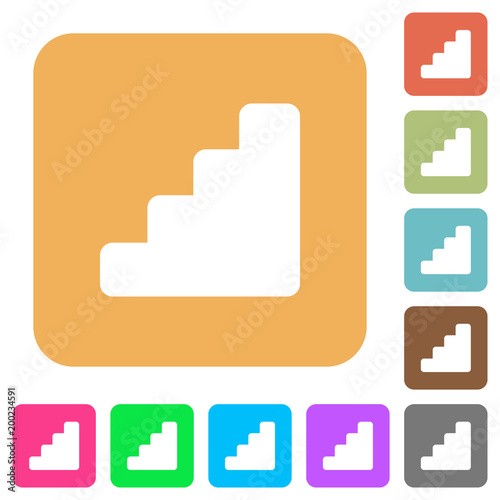 Stairs rounded square flat icons