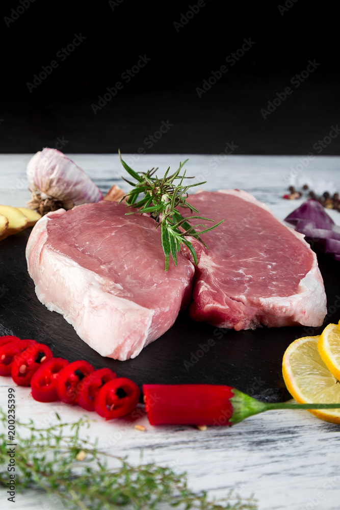 Raw pork meat with spice ingredient Raw pork meat with spice ingredient