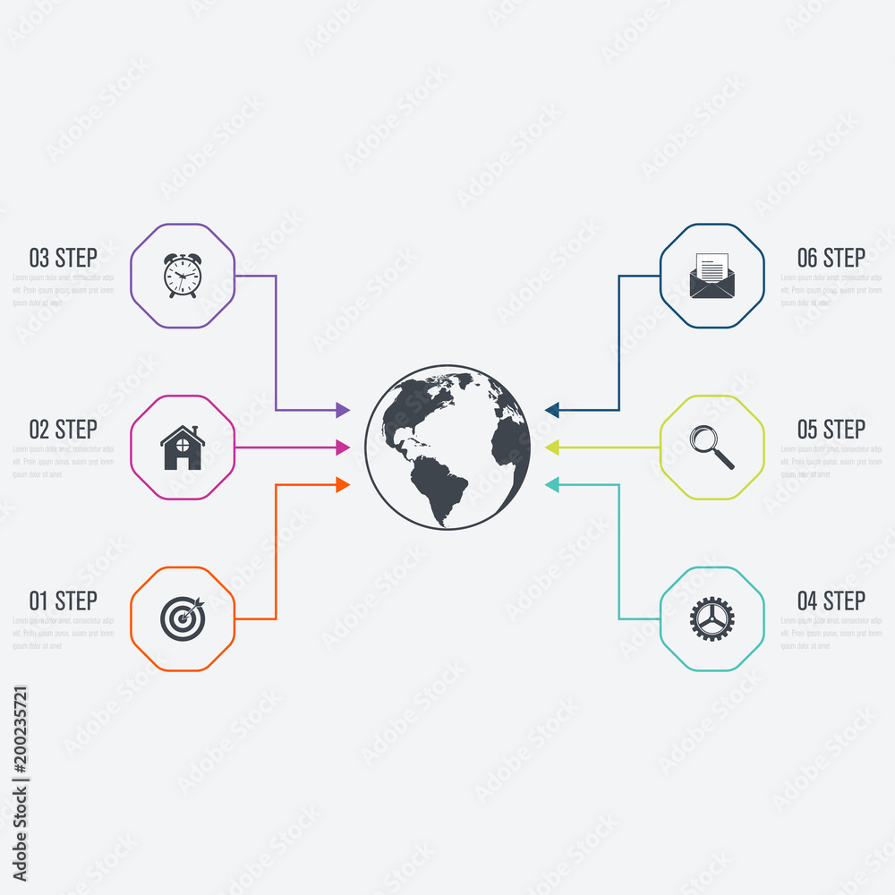 Vector illustration infographics 6 options Vector illustration infographics 6 options
