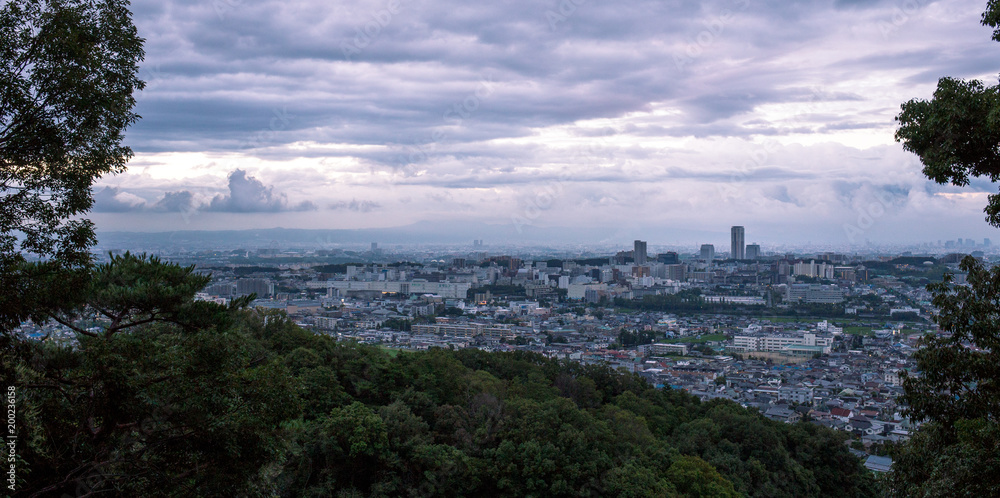 Urban sprawl meets forest at the northernmost edge of Osaka City