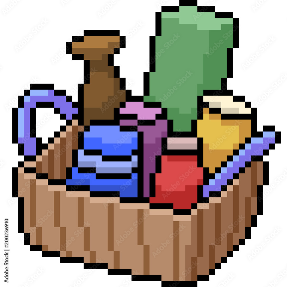 vector pixel art spices basket