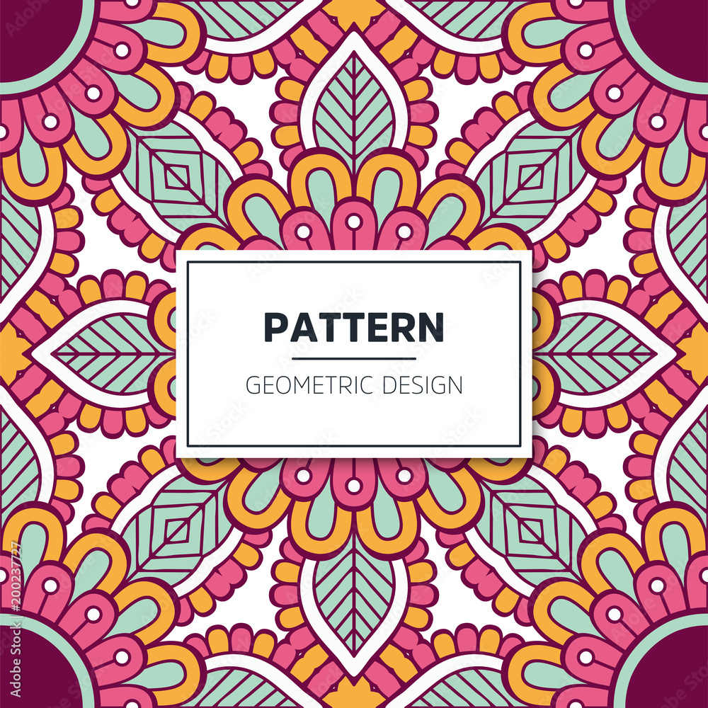 Ethnic floral seamless pattern with mandalas Ethnic floral seamless pattern with mandalas