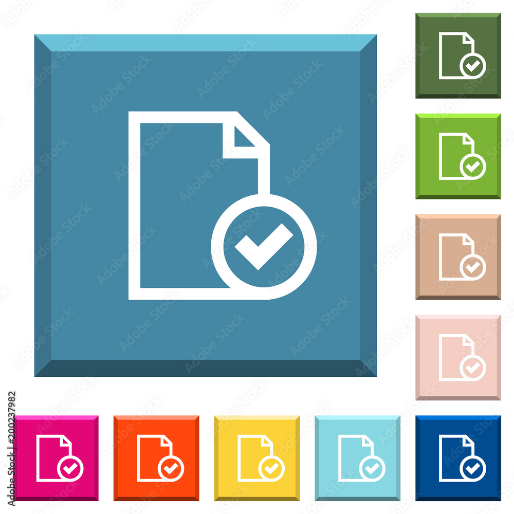 Document accepted white icons on edged square buttons Document accepted white icons on edged square buttons
