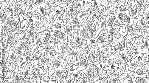 Wallpaper Mural Vegetable rotate moving pattern background, kids hand drawing concept design, illustration isolated on white background animation 4K, with copy space Torontodigital.ca
