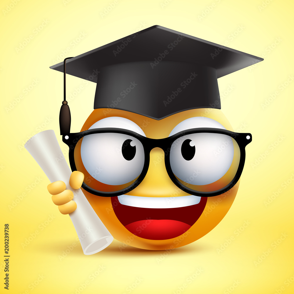 Smiley vector emoticon student smiling 