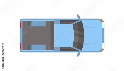 blue Pickup truck. top view
