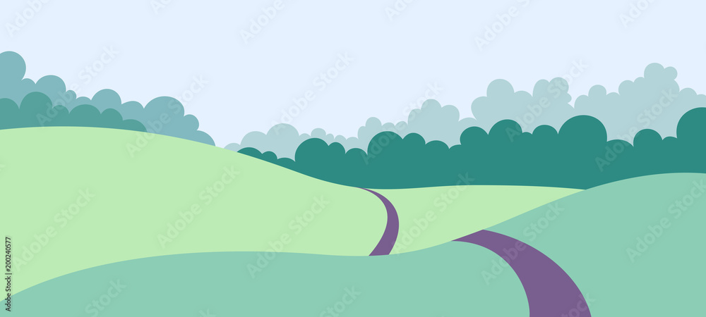 Obraz premium Abstract landscape with fields and trees