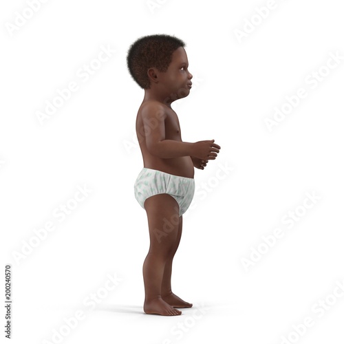 cute african american baby isolated on white. 3D illustration