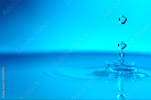 close-up water drop with blue background wallpaper
