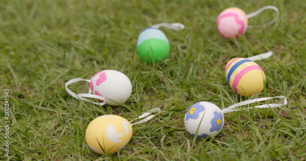 Colorful Easter holiday on green grass Colorful Easter holiday on green grass