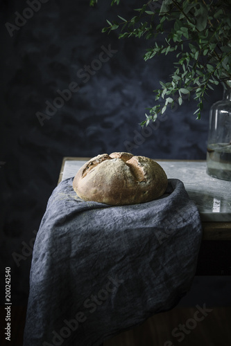 Close up of homemade bread on table