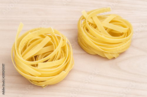 Italian pasta in the shape of a nest