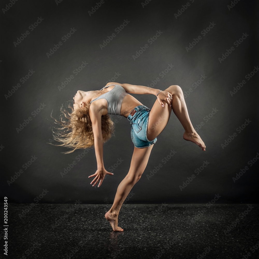 One person,  dancer, woman in dynamic beautiful action figure 