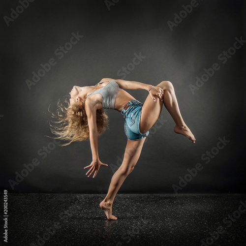 One person, dancer, woman in dynamic beautiful action figure 