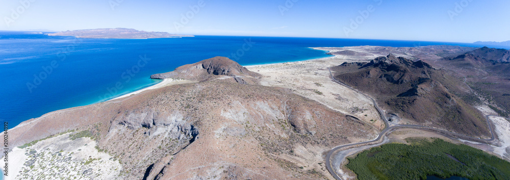 Obraz premium Aerial views from Balandra beach, Baja California Sur, Mexico.